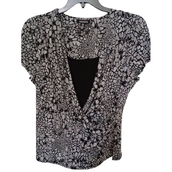 George Tops - George Top Short Sleeve Black/White Size XL